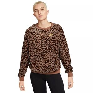 Nike Sportswear Leopard Print AOP DD5834-256 Women's Fleece Crew Sweatshirt